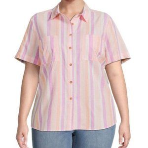 Plus Size Button Front Camp Shirt